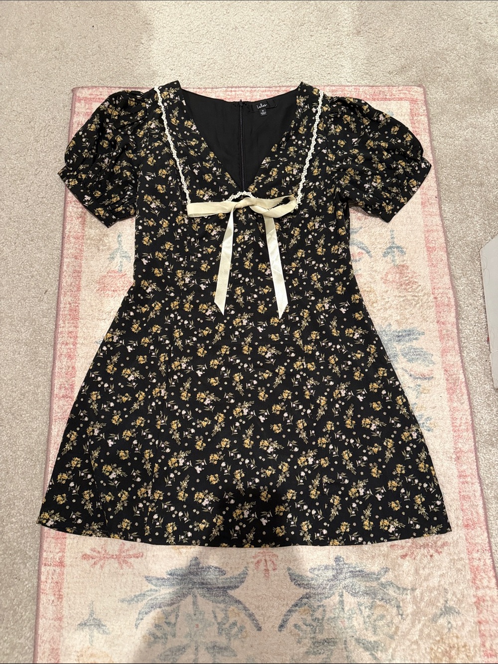 Lulus Coquette Passion floral Peter Pan collar mini dress